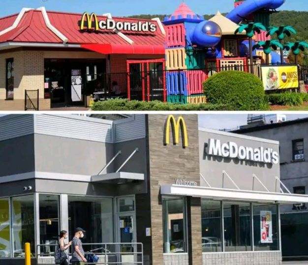 A McDonald's with a colorful PlayPlace-style design