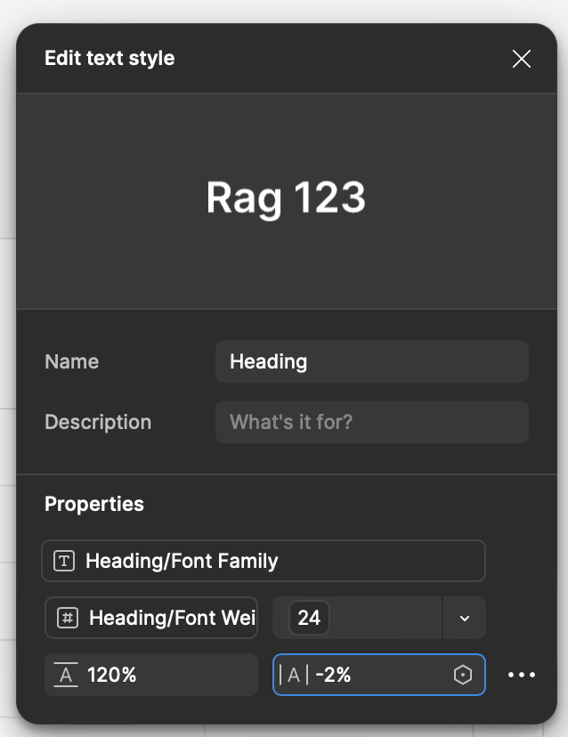 screenshot of Figma's text style window